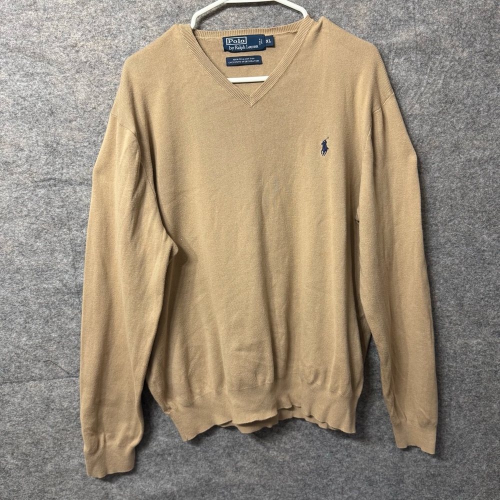 Polo Ralph Lauren V-Neck Pima Cotton Knit Sweater Men’s Size XL Vintage